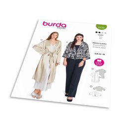 Střih Burda 5720 - Kabátek s páskem, kimono, saténový kabátek, kardigan