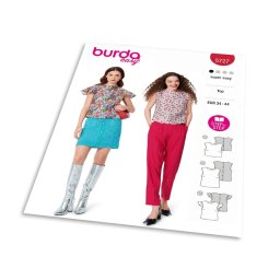 Střih Burda 5727 - Halenka s propínáním na zádech, top bez rukávů, crop top