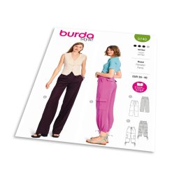 Střih Burda 5740 - Kalhoty se stahováním v pase, cargo kalhoty