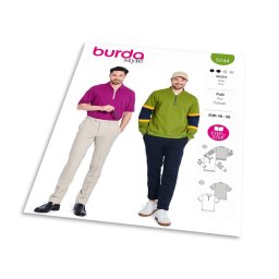 Střih Burda 5744 - Pánská mikina se stojáčkem, polo tričko na zip