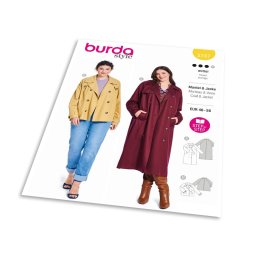 Střih Burda 5747 - Trenčkot, kabát s dvouřadým zapínáním