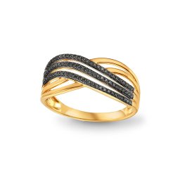 Prsten Genesis s černými diamanty, žluté zlato IZBR340B