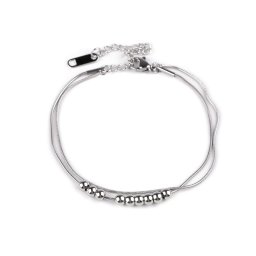 Náramek z nerezové oceli dvojitý hadí, barva 1 stříbrná