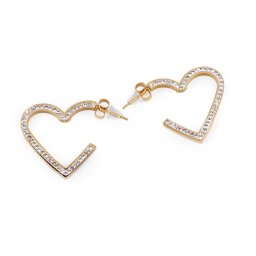 Náušnice z nerezové oceli s broušenými kamínky srdce, barva 2 zlatá