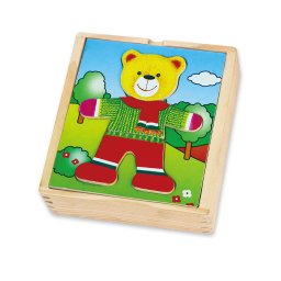 Dřevěné oblékací puzzle Viga Medvídek chlapec