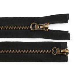 Zip staromosazný No 5 dělitelný 2 jezdce / dvoucestný 80 cm, barva černá