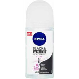 NIVEA - Kuličkový antiperspirant Invisible for Black & White Clear Deodoranty 50 ml unisex