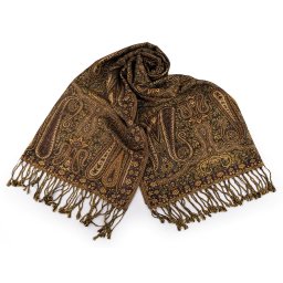 Šátek / šála orientální paisley 70x180 cm, barva 1 béžovokhaki