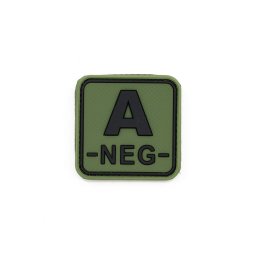JACKETS TO GO nášivka krevní skupina A- NEG plast velcro ZELENÁ