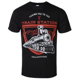 tričko pánské Yellowstone - Taking You To The Train Station - Black - HYBRIS - PM-1-YSTN015-H86-3-BK