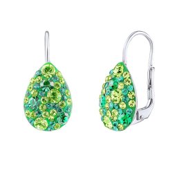 Stříbrné náušnice kapky se Swarovski® Crystals světle a tmavě zelené a čiré SILVEGOB36126SG