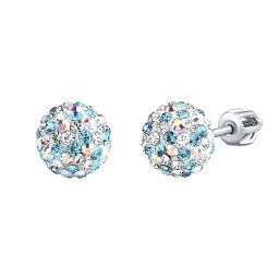 Stříbrné náušnice pecky Odette kuličky 8 mm se Swarovski® Crystals tyrkysová na šroubek SILVEGOB36120BDT08