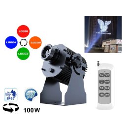 Gobo projektor 100W projekce na budovy do 70M + zásobník na 4xLogo + dálkový ovladač
