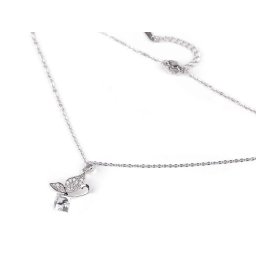 Náhrdelník z nerezové oceli motýl s broušenými kamínky, barva 1 crystal