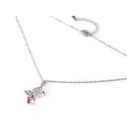 Náhrdelník z nerezové oceli motýl s broušenými kamínky, barva 2 rose