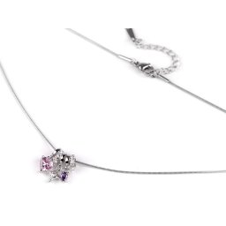 Náhrdelník z nerezové oceli s broušenými kamínky, barva rose