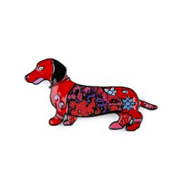 Brož jezevčík, barva 2 červená