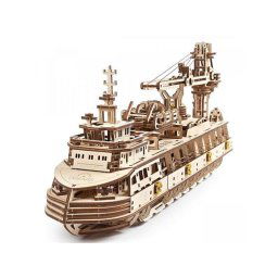Ugears 3D dřevěné mechanické puzzle Výzkumná loď