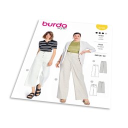 Střih Burda 5735 - Kalhoty s rovnými nohavicemi, lněné kalhoty, 7/8 džínové kalhoty, mom jeans