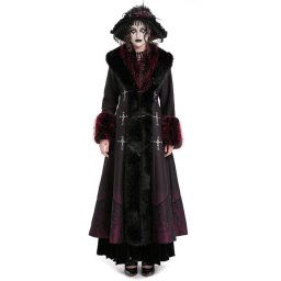 kabát dámský DEVIL FASHION - Black and Red Vintage Gothic - ECT016