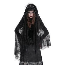 závoj DEVIL FASHION - Black Gothic Bridal Floral - AS204