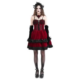 šaty dámské DEVIL FASHION - Red Gothic Velvet - SKT20602