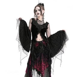 tričko dámské s dlouhým rukávem (top) DEVIL FASHION - Black Gothic Retro Sexy - ETT039