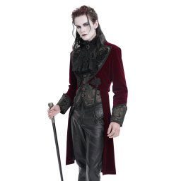 kabát pánský DEVIL FASHION - Wine Red Retro Gothic - CT25402