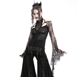 tričko dámské s dlouhým rukávem DEVIL FASHION - Black Gothic Retro Sexy - ETT037