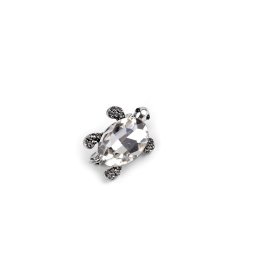 Brož s broušenými kamínky želva mini, barva 1 crystal