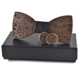Gaira® Dřevěný motýlek s manžetovými knoflíčky 709052