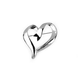 Brož srdce, barva 1 stříbrná