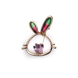 Brož s broušenými kameny zajíček, barva 1 rose