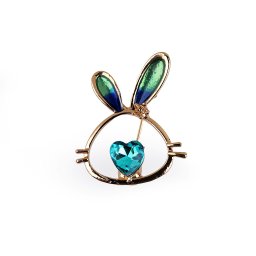Brož s broušenými kameny zajíček, barva 2 blue zirkon