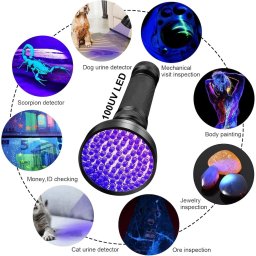 UV baterka světlo - silná ultrafialová detekční baterka s UV světlem s až 100x LED výkonem