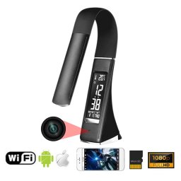 Stolní lampa s kamerou (sklápěcí) Wifi s P2P + FULL HD + displej Meteo stanice + Hodiny