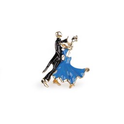 Brož modelky, taneční pár, barva 2 modrá zlatá