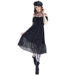 šaty dámské JAWBREAKER - Tartot Dropped - Black - DRA 10148