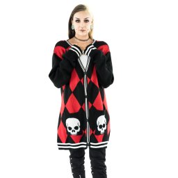 svetr dámský (cardigan) VIXXSIN - HARLEQUIN - BLACK/RED - JU-HRQNN-BR