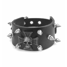 náramek SPIKES SKULL CROSS - LSF1 121