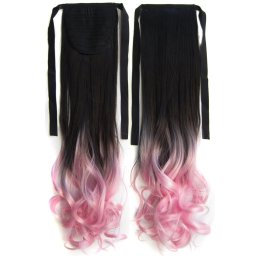 Girlshow Culík, cop na zavazování vlnitý OMBRE - odstín Black T Light Pink
