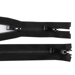 Zip kovový No 5 dělitelný 2 jezdce / dvoucestný 50 cm, barva 2 černá černý nikl