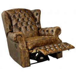 indickynabytek.cz - Elektrické polohovací křeslo Chesterfield Stunning z pravé hovězí kůže Whisky
