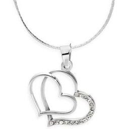 JSB Bijoux Dvojité srdce s křišťálovými kameny Swarovski® (bílý)