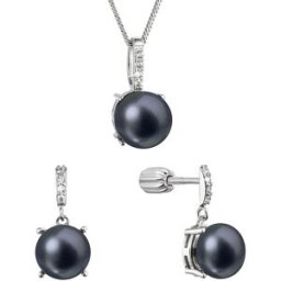 EVOLUTION GROUP 29072.3B black souprava perla AAA 8mm AG (AG 925/1000; 4,3g)