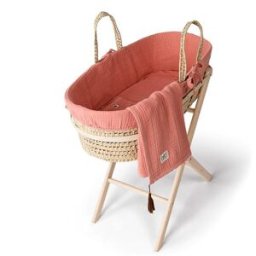 Funnababy Mojžíšův koš s výbavou Coral Pink
