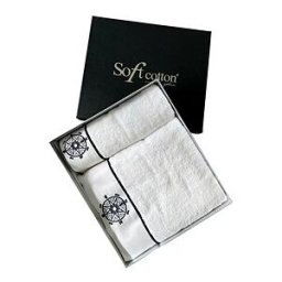 Soft Cotton - Dárková sada ručník a osuška Marine Lady, 2 ks, bílá