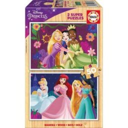 Educa Borras EDUCA Dřevěné puzzle Disney princezny 2 × 50 dílků
