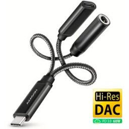 AXAGON ADA-HCPD, Hi-Res DAC audio adapter, 384kHz/32bit stereo, USB-C to 3.5mm jack & PD 60W/3A