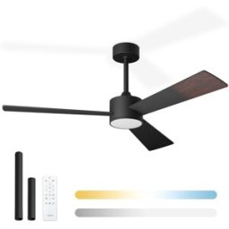 NOATON 13132WWL Lepus stropní ventilátor se světlem, černá a tmavě hnědá